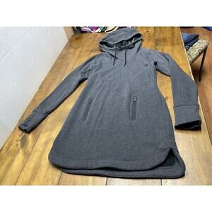ATHLETA Cozy Karma Dress Gray Sweatshirt Hooded Fleece Lined Sz XS